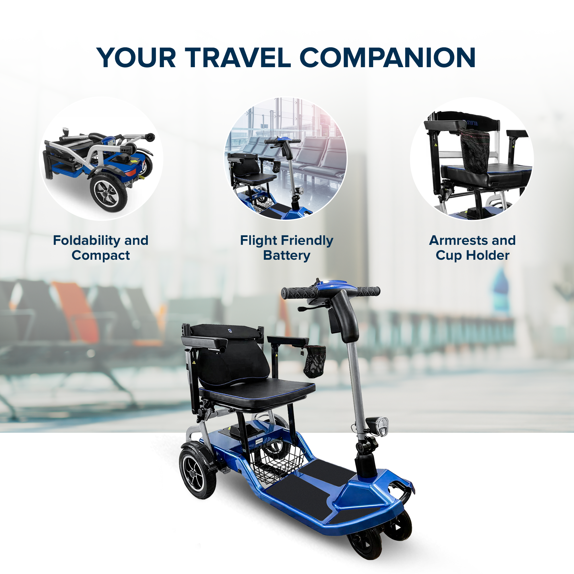 ZiiLIF-R3b Refurbished Ultra Lightweight Folding Mobility Scooter for Travel Senior/Adult - Warranty Covered and Airlines Approved