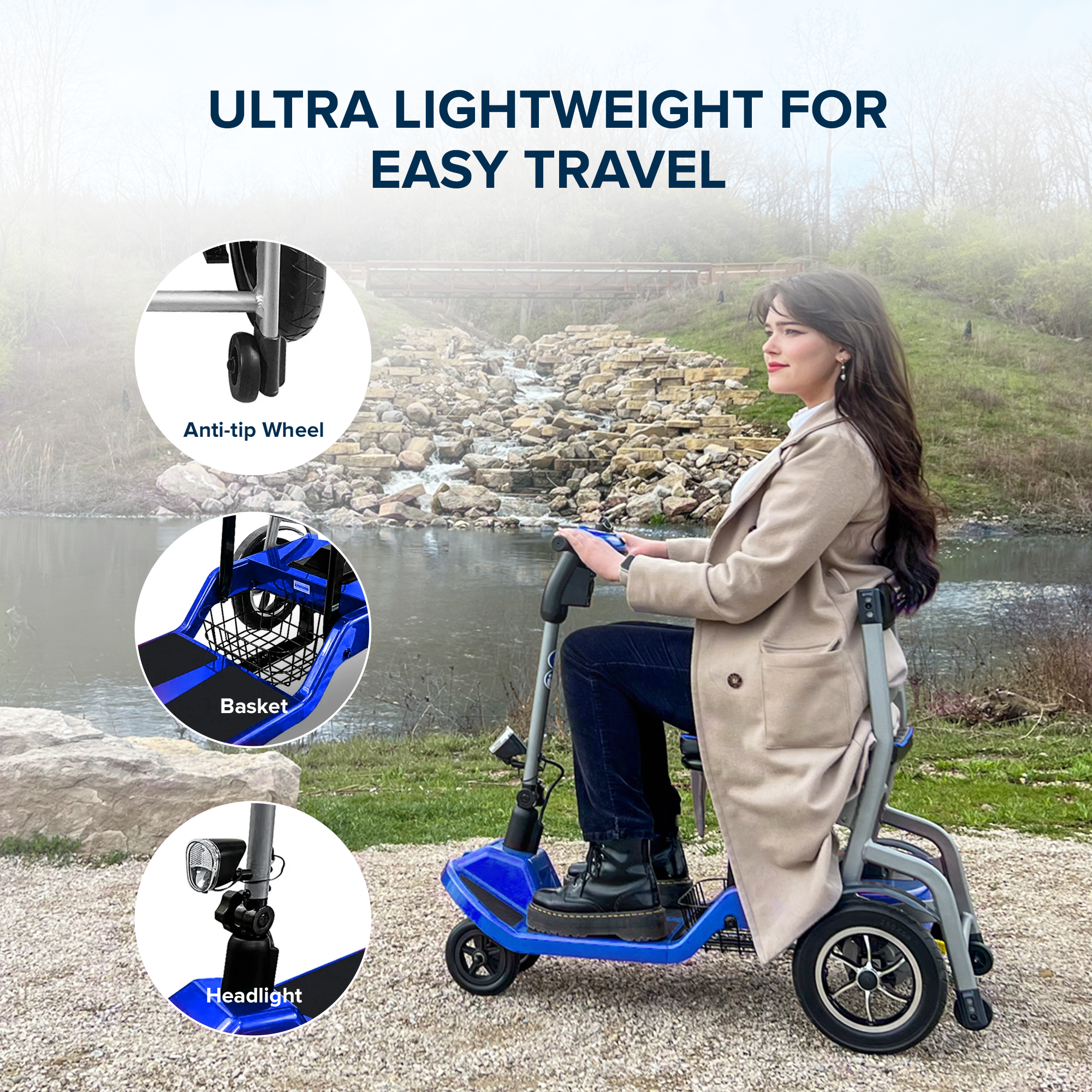 ZiiLIF-R3b Refurbished Ultra Lightweight Folding Mobility Scooter for Travel Senior/Adult - Warranty Covered and Airlines Approved