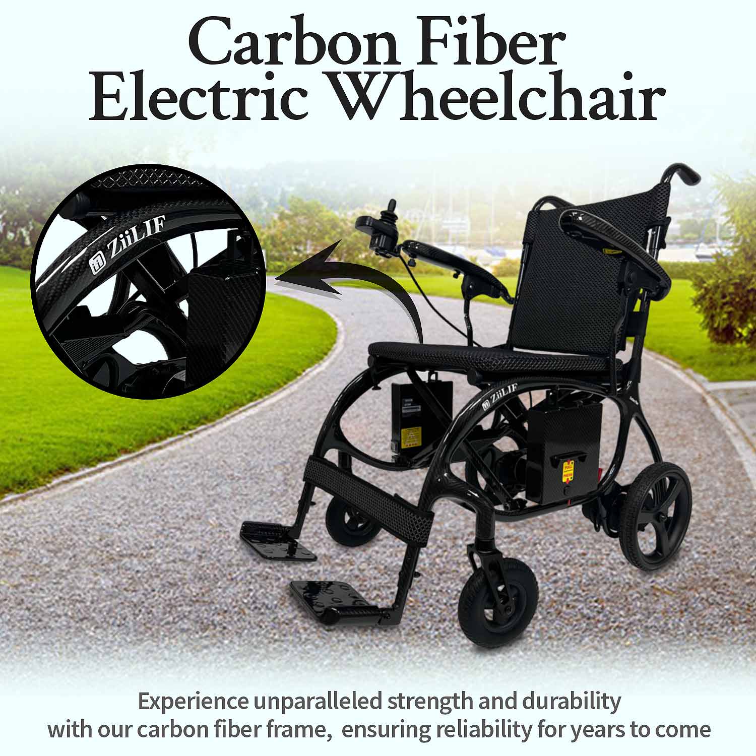 ZiiLIF X Model Carbon Fiber 28lbs Lightweight Electric Wheelchair