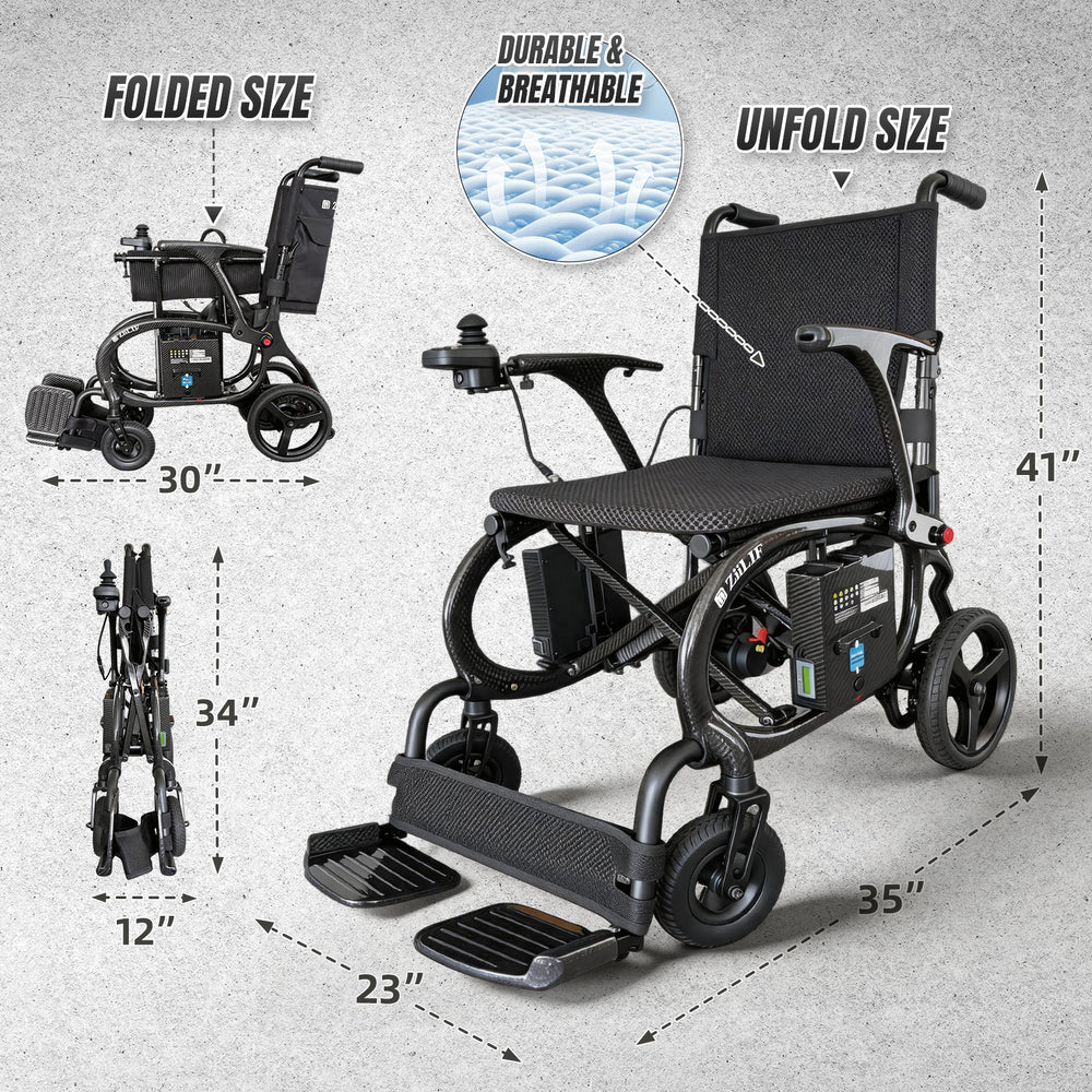 ZiiLIF X2 Model Carbon Fiber 27lbs Lightweight Electric Wheelchair