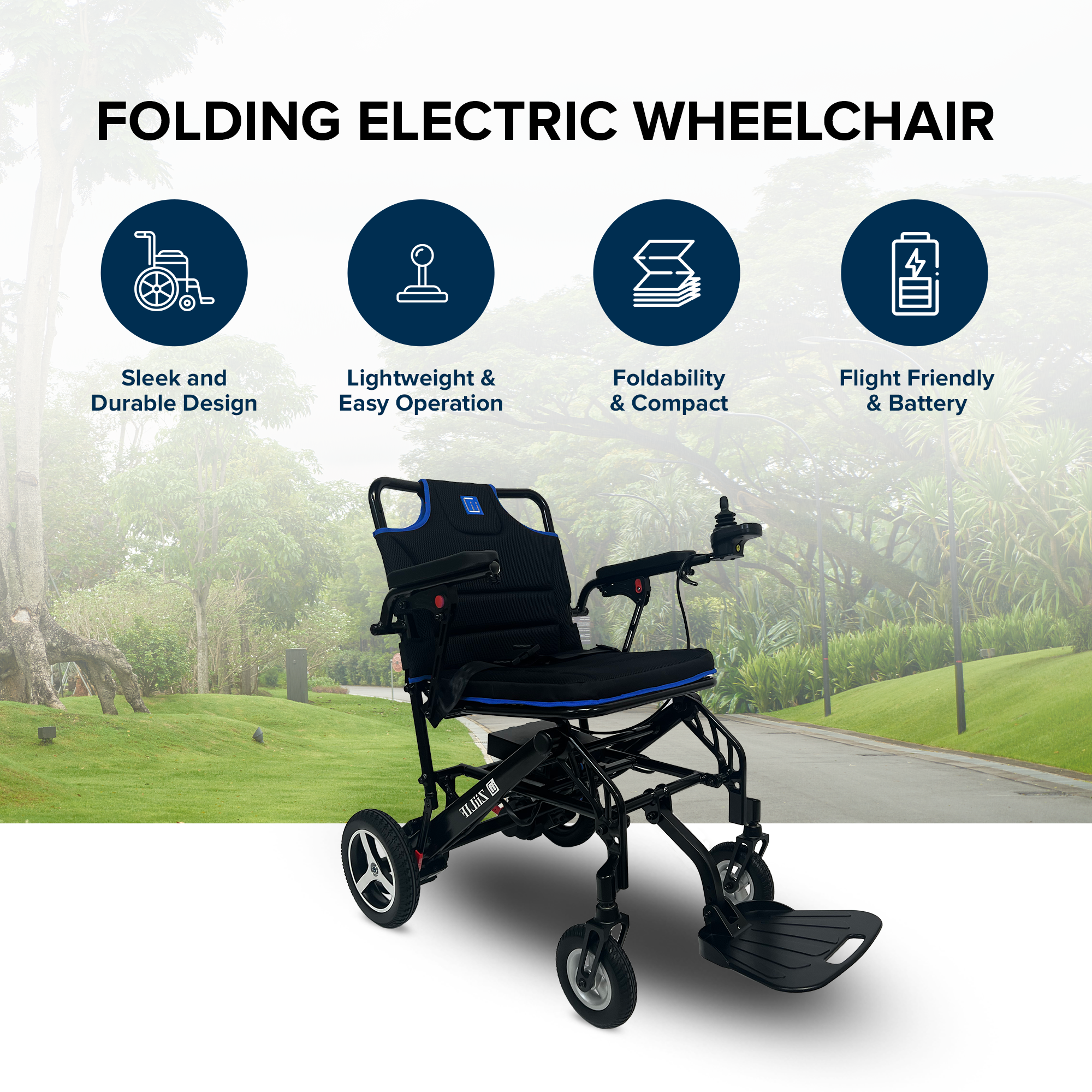 ZiiLIF PC2 - Lightweight (36.4 lb) Folding Electric Wheelchair for Adults with Warranty (Flight Friendly)