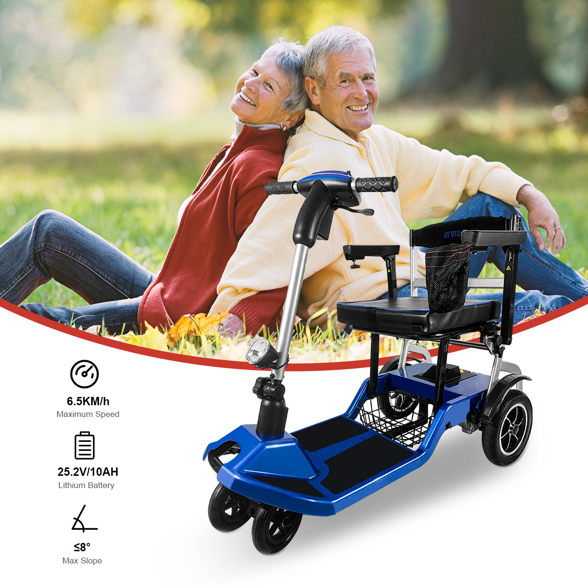 ZiiLIF-R3b Refurbished Ultra Lightweight Folding Mobility Scooter for Travel Senior/Adult - Warranty Covered and Airlines Approved