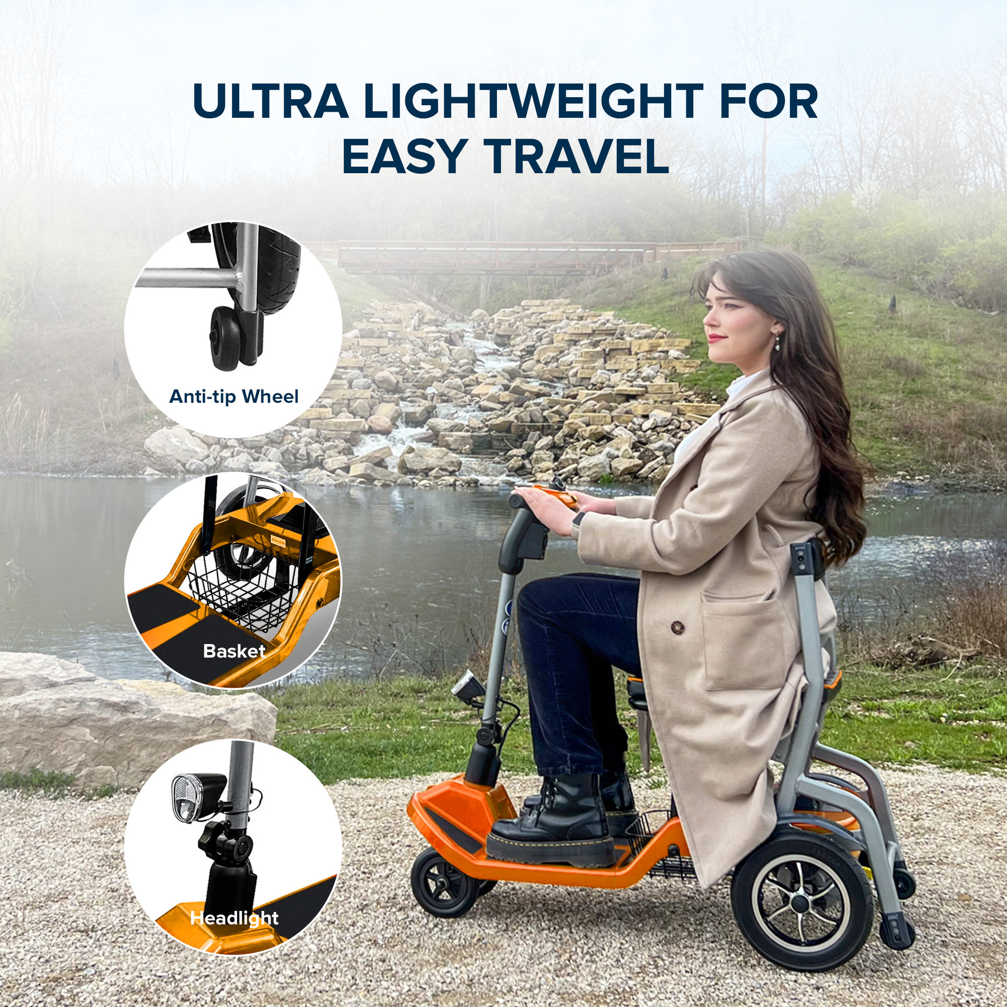 ZiiLIF-R3b 2024 Ultra Lightweight Folding Mobility Scooter for Travel Senior/Adult - Warranty Covered and Airlines Approved