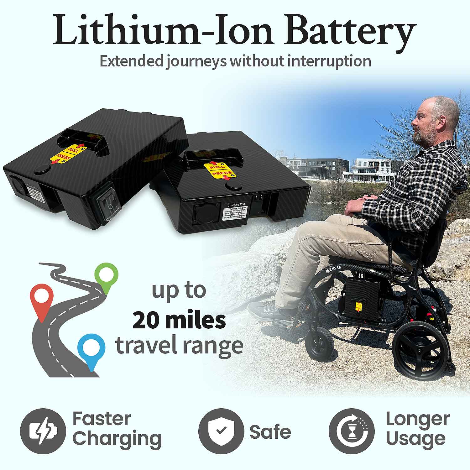 ZiiLIF X Model Carbon Fiber 28lbs Lightweight Electric Wheelchair